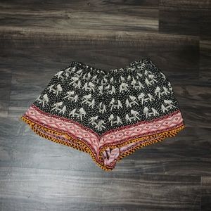 Elephant Tribal Print Ruffled Shorts